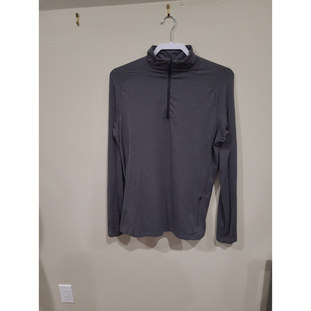 REI Co-op Men SZ S Long Sleeve 1/2 zip Athletic performance Pullover Shirt gray